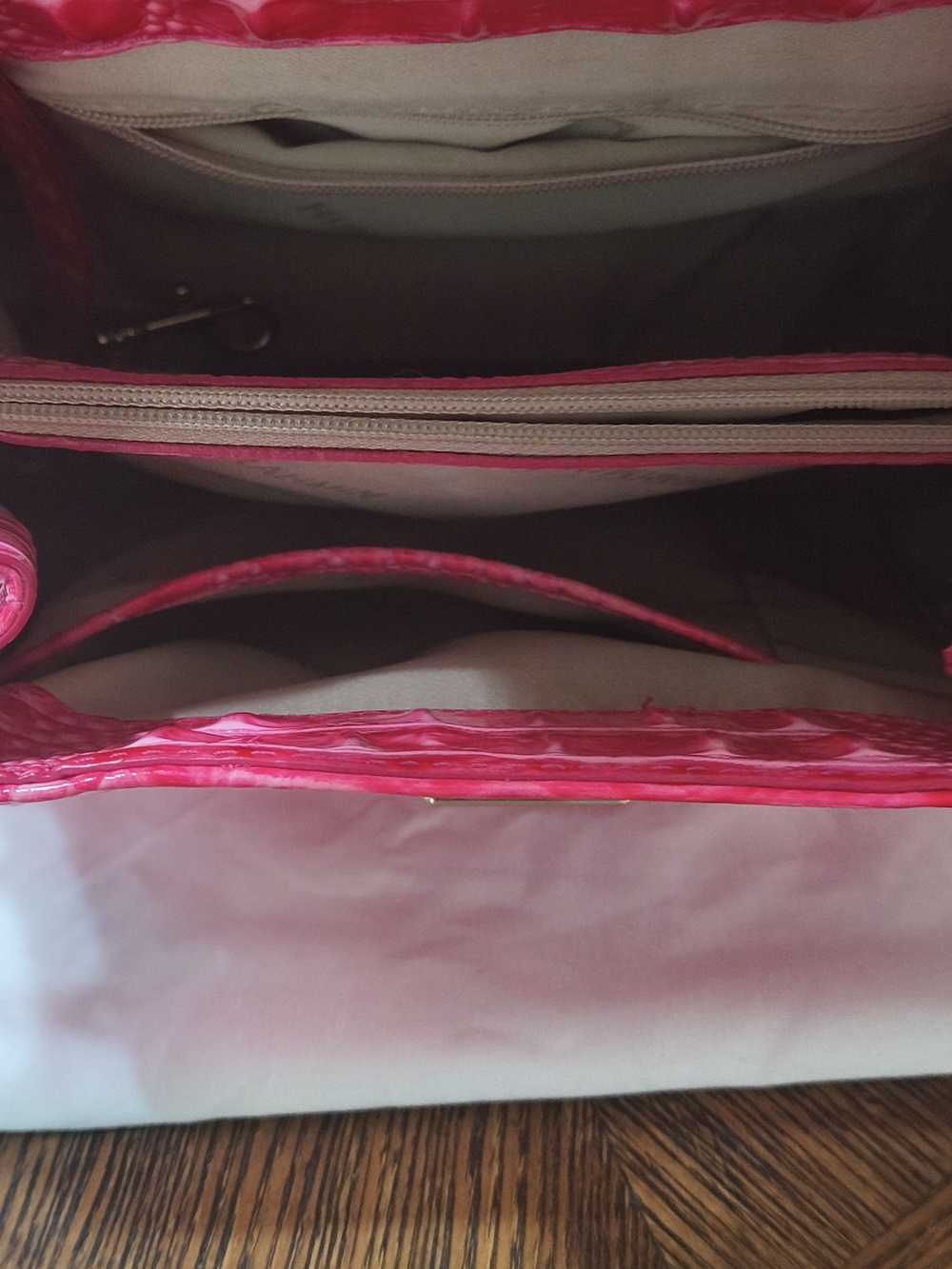 Brahmin Hot Pink Croc-Embossed Satchel - Picture 3 of 6